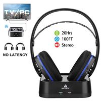 Wireless TV Headphones Over Ear Headsets - Digital Stereo Headsets with 2.4GHz RF Transmitter, Charging Dock, 100ft Wireless Range and Rechargeable 20 Hour Battery TV Headphone Wireless