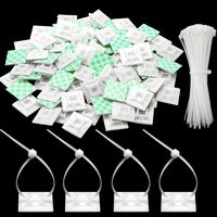 100 Pack Zip Tie Adhesive Mounts Self Adhesive Cable Tie Base Holders with Multi-Purpose Cable Tie (Length 200 mm, Width 2.8 cm, White)