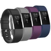 Tobfit Sport Bands Compatible for Charge 2 Classic & Special Edition, 4 Pack, Black/Plum/Blue/Grey, Large