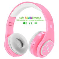 Kids Wireless Bluetooth Headphones Volume Limited 85db Stereo Sound Over-Ear Foldable Lightweight Children Headphones with Mic SD Card Slot up to 6-8 Hours Play time for Boys Girls Adults (Pink)