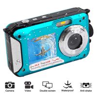 Elegantstunning 1080P Full HD Waterproof Digital Camera Underwater Camera 24 MP Video Recorder Selfie Dual Screen DV Recording Camera Blue