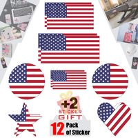 12 Pack USA American Flag Vinyl Decal Army Navy Tactical Military Country Weather-Resistant Bumper Sticker Set for Car, Truck, RV, Motorcycle, Bicycle, Scooter, SUV (2 Gift Sticker)