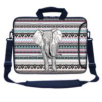 Meffort Inc 17 17.3 inch Neoprene Laptop Bag Sleeve with Extra Side Pocket, Soft Carrying Handle & Removable Shoulder Strap for 16" to 17.3" Size Notebook Computer - Elephant Wave Pattern
