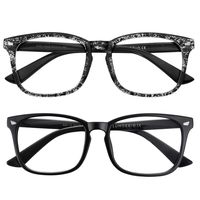 Blue Light Blocking Glasses Anti Eyestrain Eyeglasses Filter Ray Computer Gaming Reading Nerd Square Frame Unisex (Women/Men) 2Pack