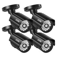 ZOSI 4 Pack Fake Security Camera Bullet with Red Light, Dummy Surveillance Camera Outdoor