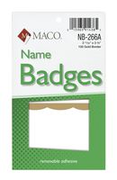 MACO Handwrite or Laser/Ink Jet Gold Border Name Badges, 2-11/32 x 3-3/8 Inches, 100 Per Box (NB-266A)