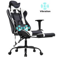 PC Gaming Chair Racing Office Chair Ergonomic Desk Chair Massage PU Leather Recliner Computer Chair with Lumbar Support Headrest Armrest Footrest Rolling Swivel Task Chair for Women Adults, White