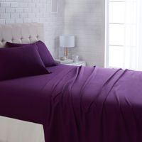 AmazonBasics Lightweight Super Soft Easy Care Microfiber Sheet Set with 16" Deep Pockets - King, Plum