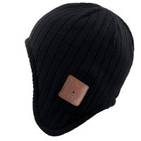 Mydeal Adult Unisex Trendy Soft Warm Bluetooth Beanie Hat Ear Covers with Wireless Headphone Headset Speaker Mic Hands-free,Christmas Gift for Mens Womens Winter Outdoor Sport Skiing Snowboard - Black