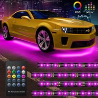 Govee Car Underglow LED Lights, Exterior Car Lights with 8 Colors Sync to Music, 4 PCS Neon Accent Car Light Strips with Remote Control 5050 RGB Under LED lights for Car with Cable Tie & Screw, DC 12V