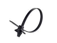 8 Inch UV Black Standard Winged Push Mount Cable Tie - 100 Pack