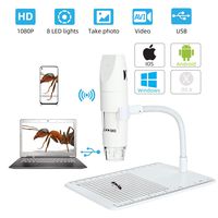 Koolertron Wireless WiFi Digital USB Microscope,Portable Handheld Endoscope Camera Magnifier with 50X-1000x Zoom Magnification 1080P 2MP 8 LED Light for iPhone, iPad, Android Phone, Windows, Mac