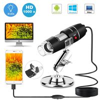 USB Microscope 8 LED USB 2.0 Digital Microscope, 40 to 1000x Magnification Endoscope Mini Camera with OTG Adapter and Metal Stand, Compatible with Mac Window 7 8 10 Android Linux by Sunnywoo (Black 1)