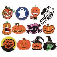 Libiline 12pcs Halloween Pumpkin Skeleton Kid Embroidered Patch Sew On/Iron On Patch Applique Clothes Dress Plant Hat Jeans Sewing Flowers Applique DIY Accessory (Halloween-Styles)