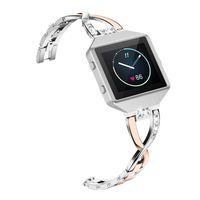 Wearlizer Replacement Metal Bands for Fitbit Blaze Band for Women with Frame Large Small Accessories Silver Rose Gold Black (Rose Silver)