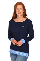 UG Apparel NCAA North Carolina Tar Heels Striped Rib Pullover, Navy, Medium