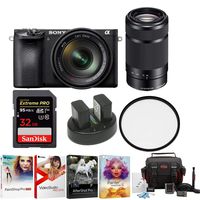 Sony a6500 Mirrorless Camera with 55-210mm Lens and 32GB Deluxe Accessory Bundle