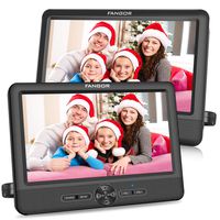 FANGOR 10'' Dual Car DVD Player Portable Headrest CD Players with 2 Mounting Brackets, 5 Hours Rechargeable Battery, Last Memory, Free Regions, USB/SD Card Reader, AV Out&in ( 1 Player + 1 Screen )