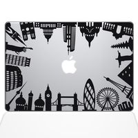 The Decal Guru Around The World Monuments Decal Vinyl Sticker, 13" MacBook Air, Black (1385-MAC-13A-BLA)