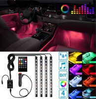 Led Interior Car Lights, Controller Led Lights for Cars, Waterproof Multicolor Music Underglow Lighting Kits with Wireless Control and Sound Active Function, Car Charger Included, DC 12V