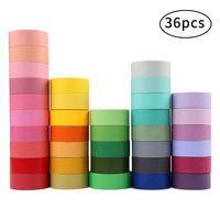 36 Roll Washi Tapes, Washi Masking Tapes Rainbow Color for DIY Journal Planners Scrapbooking Adhesive School Party Supplies