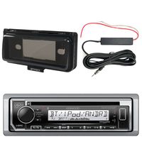 Kenwood KMRD372BT Marine CD Bluetooth Receiver, Single DIN Dash Installation Kit, Enrock 12 Volt Amp Booster Kit