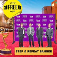 Custom Step and Repeat Banner Photography Backdrop, Free Design Step & Repeat, Photo-Booth Telescopic (7' X 5')