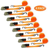 Ratchet Tie Down Strap 8-Pack Orange, Ohuhu Ratchet Tie Downs Logistic Straps - 15 Ft - 500 lbs Load Cap with 1500 lbs Breaking Limit - Cargo Straps for Moving Appliances, Motorcycle