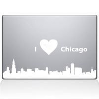 The Decal Guru I love Chicago Decal Vinyl Sticker, 12" MacBook, White (2328-MAC-12M-W)
