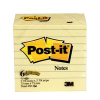 Post-it Notes, America's #1 Favorite Sticky Note, 3 x 3-Inches, Canary Yellow, Lined, 6-Pads/Pack