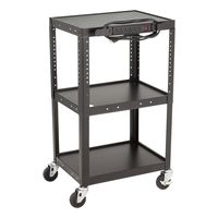 Norwood Commercial Furniture NOR-GNO1009-SO Adjustable Height Metal AV Cart with Electric Power Cord, Black, 26-42" Height, 24" Wide, 18" Length