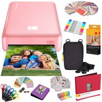 Kodak Mini2 Instant Photo Printer (Pink) All-in-Bundle + Paper (20 Sheets) + Deluxe Case + Photo Album + 7 Unique Sticker Sets + Markers + Scissors + Border Stickers and So Much More