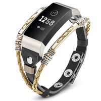 Marval.P Compatible for Fitbit Charge 3 Bands, Handmade Leather Charge 3 SE Band, Replacement Unique Bracelet Strap, Wristbands with Adjustable Size, Fashion Wrist Band Straps for Women Men Lover