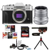 Fujifilm X-T30 Mirrorless Digital Camera (Body) w/XF 50mm f/2 WR Lens (Silver) + Koah Video Mic + 32GB Pro Card + Tripod+ Editing Software Bundle