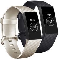Tobfit Bands Compatible with Fitbit Charge 3/Charge 3 SE Bands for Women Men, Classic Replacement Accessories Sports Wristbands, 2 Pack (Champagne Gold/Black, Large)