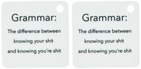 3dRose Grammar the difference between knowing your shit and knowing youre shit - Key Chains, 2.25 x 4.5 inches, set of 2 (kc_107347_1)