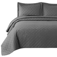Bedsure 3 Piece Reversible Quilt Set Full/Queen Size (90"x96") - Diamond Stitched Pattern - Soft Microfiber Lightweight Coverlet Bedspread for All Season - Grey (Includes 1 Quilt, 2 Shams)