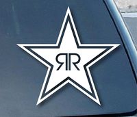 Rockstar Energy Drink Logo - Vinyl 4" tall (color: WHITE) decal laptop tablet skateboard car windows sticker