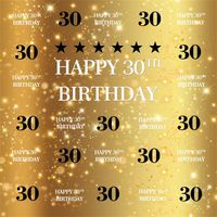 Leowefowa 6X6FT Happy 30th Birthday Backdrop Golden Bokeh Dots Black Stars Backdrops for Photography Sequins Wallpaper Vinyl Photo Background Man Woman Party Decoration Studio Props