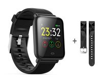 Bluetooth Smart Watches, KKCITE Waterproof Fitness Tracker Smart Watch with Heart Rate/Blood/Pressure/Sleep Monitor Compatible with Android/iOS/Samsung Phones for Men Women Kid (Black)