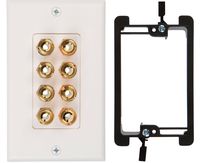 Buyer's Point Four Speaker Wall Plate, Premium Quality Gold Plated Copper Banana Binding Post Coupler Type, with Single Gang Low Voltage Mounting Bracket Device