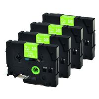 GREENCYCLE 4PK Standard Laminated Label Tape 0.47 inches White on Lime Green Compatible for Brother TZe-MQG35 P-Touch PT-D210 PT-H100 PT-D600 Label Maker