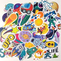 HBorna 50-Pcs Vinyl Stickers for Laptop, Space Explorer Universe Astronaut Spacecraft Spaceman Galaxy Planet Sticker for Water Bottle Hydro Flask Bicycle Graffiti Luggage Planet for Teens and Girls