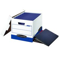 Bankers Box BINDERBOX Heavy-Duty Storage Boxes, FastFold, Lift-Off Lid, Fits Binders 1 1/2 to 3 Inches, 12 1/4 x 18 1/2 x 12, Case of 12 (0073301)