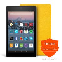 Fire HD 8 Protection Bundle with Fire HD 8 Tablet (32 GB, Black), Amazon Cover (Canary Yellow) and Protection Plan (1-Year)