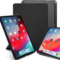 KHOMO Horizontal and Vertical Display Stand Capable Cover for iPad Pro 12.9 Inch Case 3rd Generation (Released 2018) - Dual Origami Series - Black