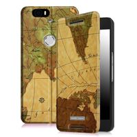 Nexus 6P Case - Fintie Premium PU Leather [Slim Flip] [Card Slot] Protective Wallet Case Cover for Google Nexus 6P (2015 Release), Map Brown