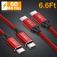 Capshi USB C to USB C Cable [2Pack, 6.6Ft], USB Type C Charging Cord USB C Male to Male Charger Braided Compatible Google Pixel 3 2 XL, Galaxy S9 S8 Plus, Note 8, Huawei Matebook, Nexus 6P, MacBook