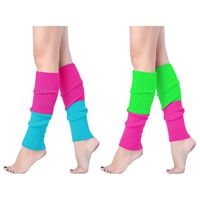 V28 Women Juniors 80s Eighty's Ribbed Leg Warmers for Party Sports (One Size, 2 Pack A)