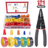 Hilitchi Electrical Wiring Bundle kit with 175Pcs Wire Nuts Wire Connectors Screw Terminals, 8" Multi-Use Wire Stripper Crimper Cutter and 5 Rolls of Electrical Tape